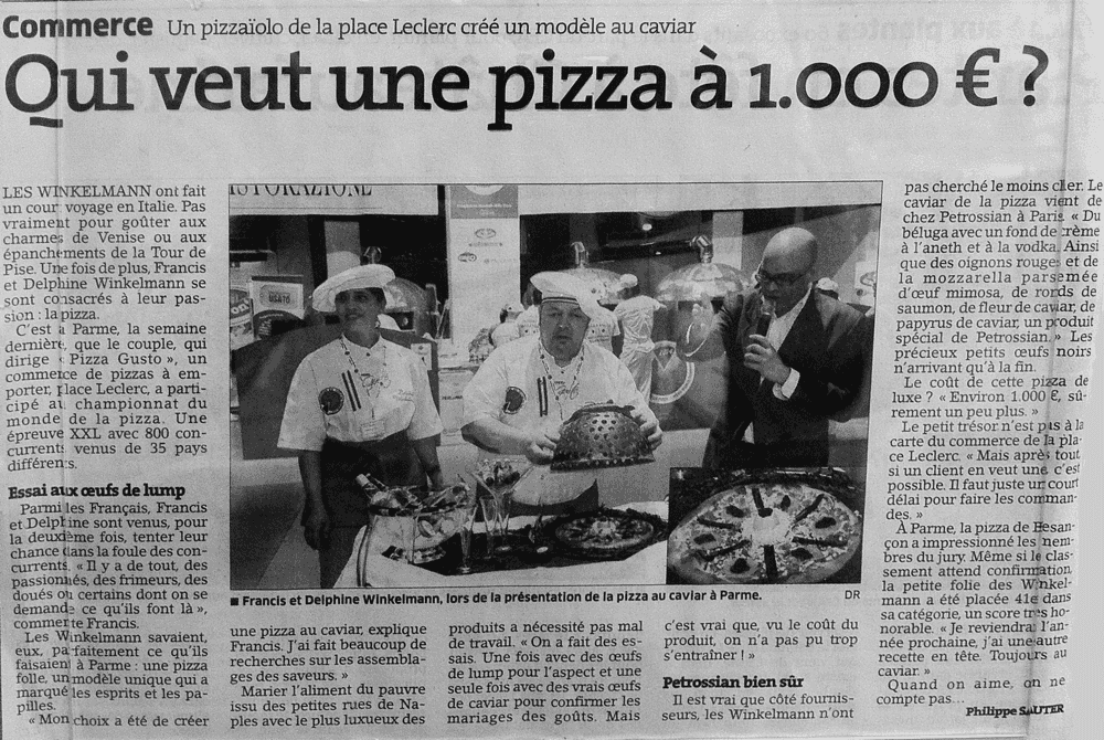 Pizza Gusto présente une pizza au caviar